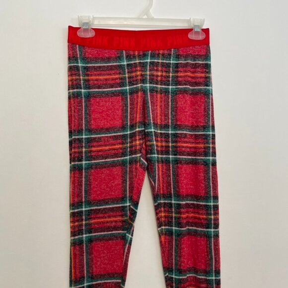 VS PINK VICTORIAS SECRET Cozy Sleep Jogger Pants Red Plaid CHRISTMAS Pajamas PJs - Picture 3 of 11